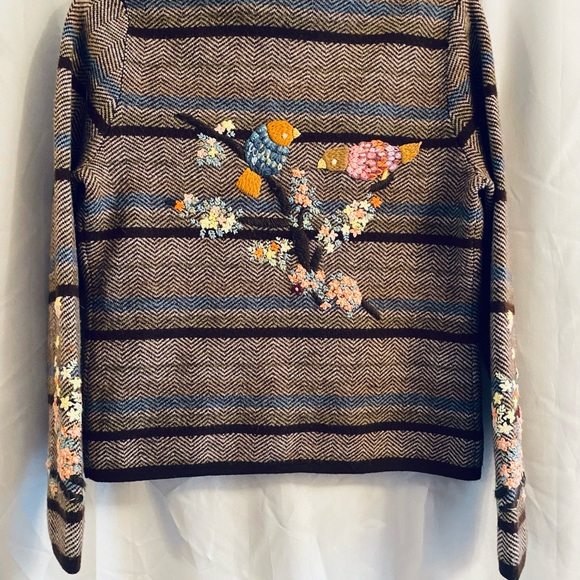 Moth Anthropologie Hand Embroidered Merino Wool Long Sleeve Jacket - Picture 10 of 12